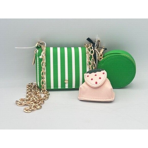 Striped Mini Crossbody Wallet Bag Kate Spade New York x Target Green/White NWT - Picture 1 of 5